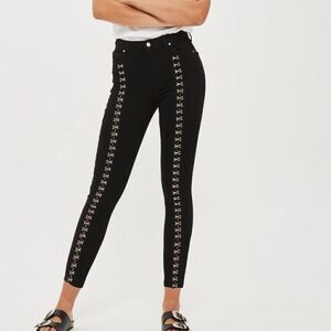 Topshop Moto High waisted Hook & Eye Skinny Jeans